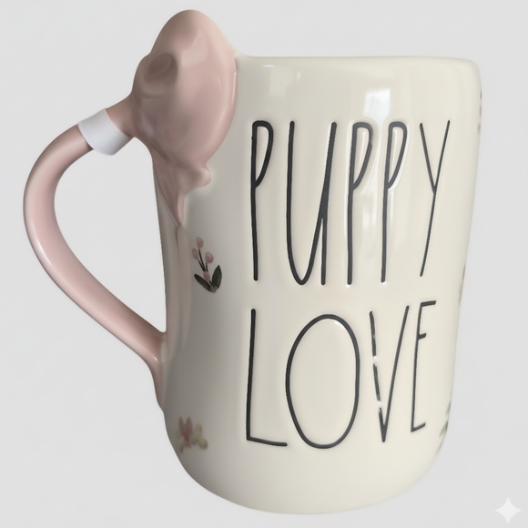 Rae Dunn Disney Lady and the Tramp Puppy Love Mug Pink Bow Handle NWT Exclusive - Picture 2 of 8
